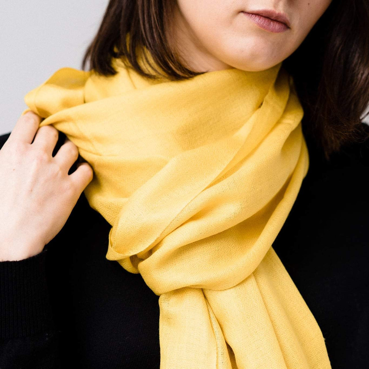 Yellow Cashmere Minimal Shawl/Scarf/wrap/Stole