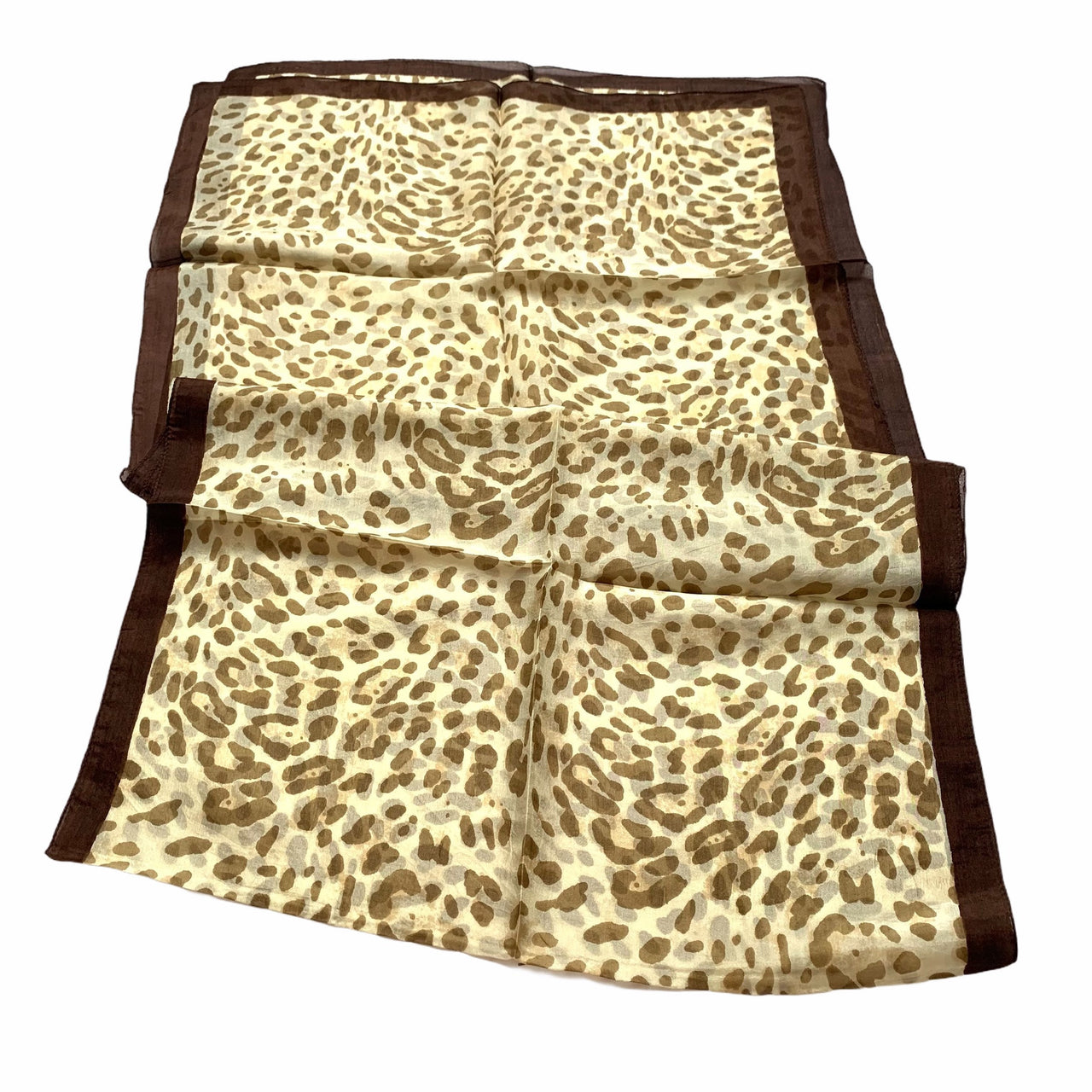 Leopard Print  Silk Beige and Caramel with Brown Reversible Leopard Print Scarf Stole Neck Scarf