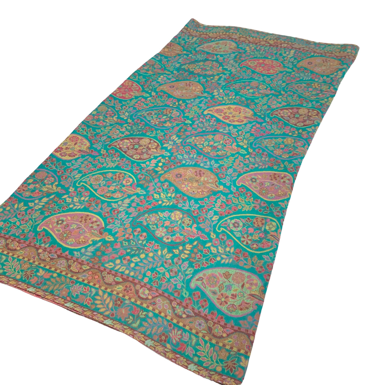 Turquoise Paisley Kani wool Pashmina Shawl Scarf Stole Wrap wall Hanging