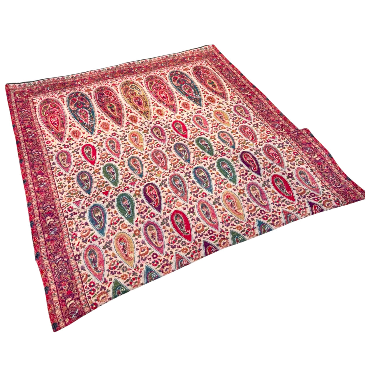 Reversible Black and White Multicoloured Kani Woven Wool Scarf Shawl Wrap