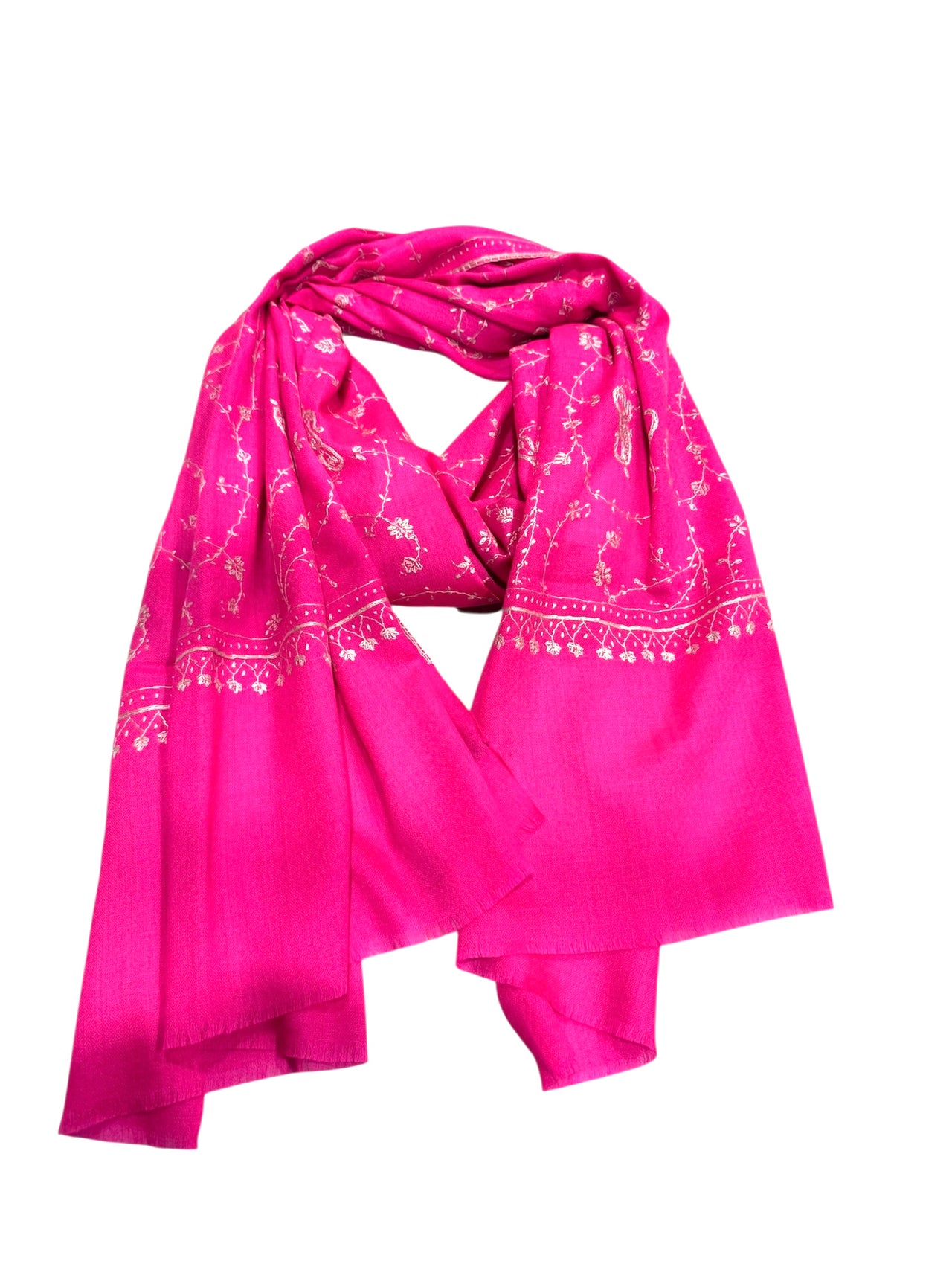 Pink Cashmere Pashmina Hand embroidered Scarf/Shawl/Wrap/Stole