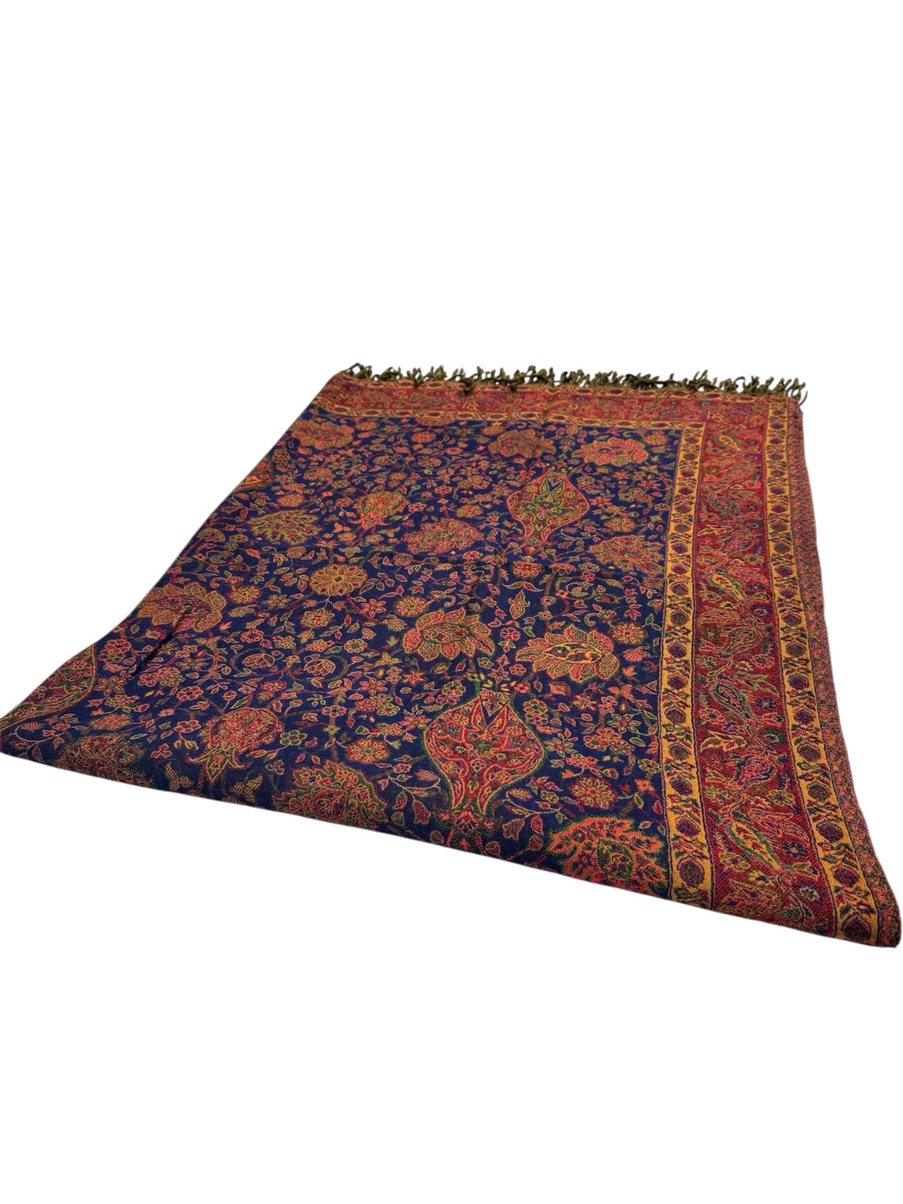 Blue Ombre Reversible Kani woven wool Shawl wrap throw blanket 56”x78”inches