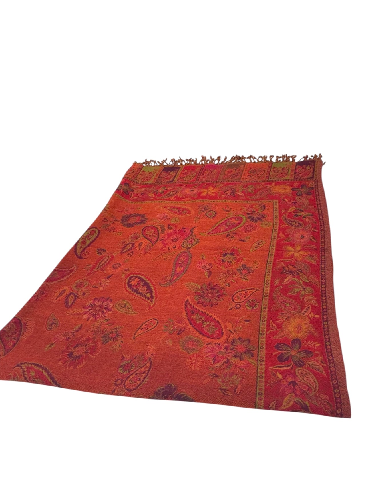 Red Paisley Kani Wool Pashmina Shawl Wrap Throw Blanket