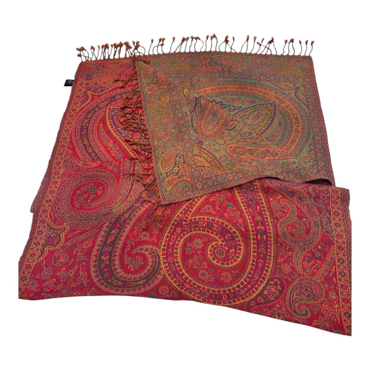 Red Multicoloured Scarf Boiled wool Kashmiri Stole Wrap Jamawar