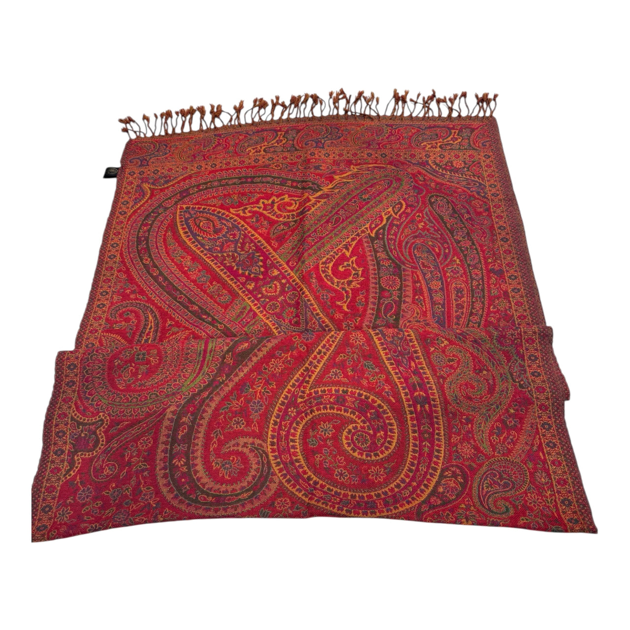 Red Multicoloured Scarf Boiled wool Kashmiri Stole Wrap Jamawar
