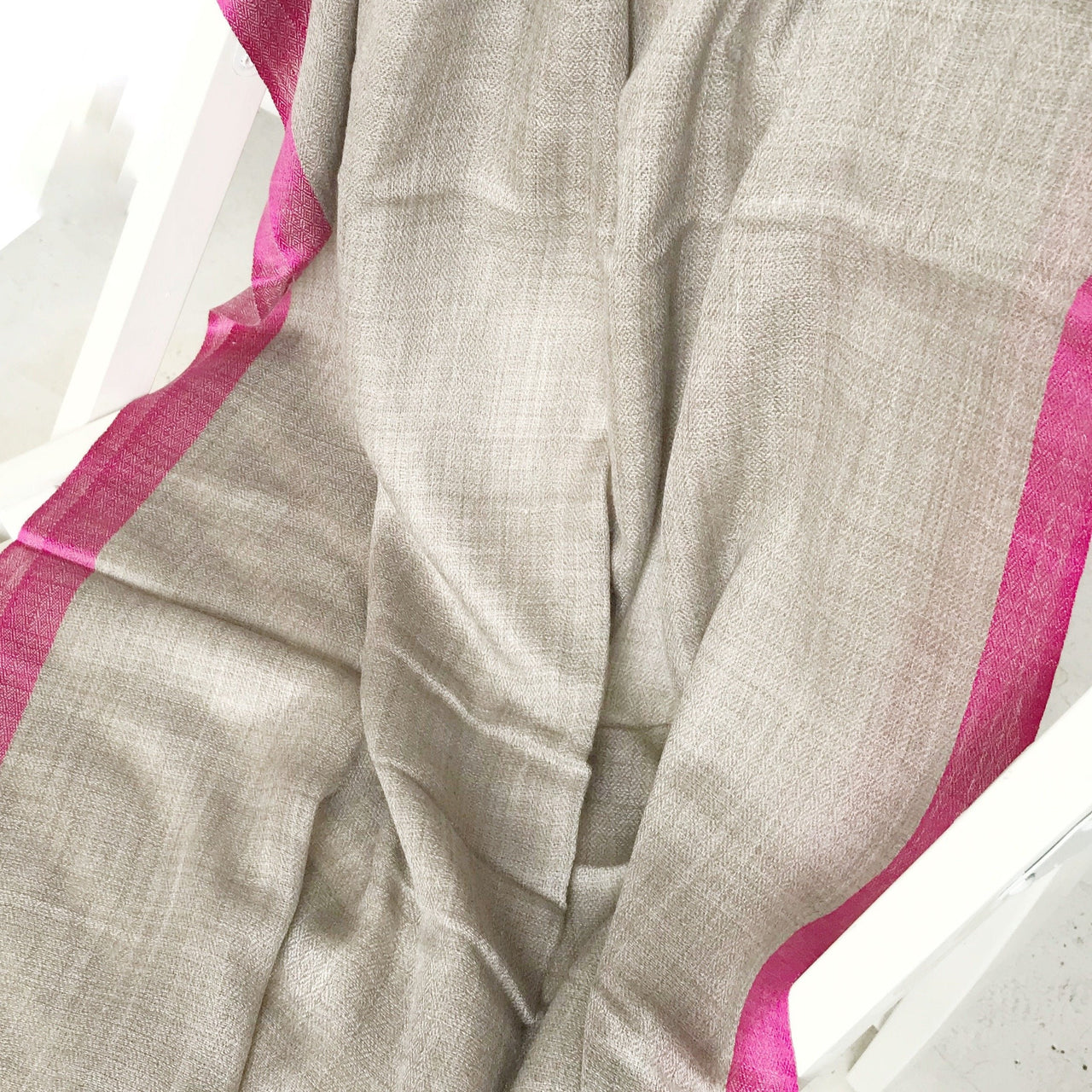 Grey and Pink Cashmere Minimal Scarf Shawl Wrap Stole