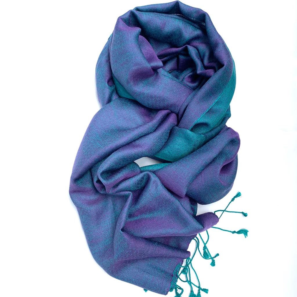 Mermaid Silk Pashmina Reversible Silk-Wool Scarf  Shawl Pashmina Women’s Wrap Stole