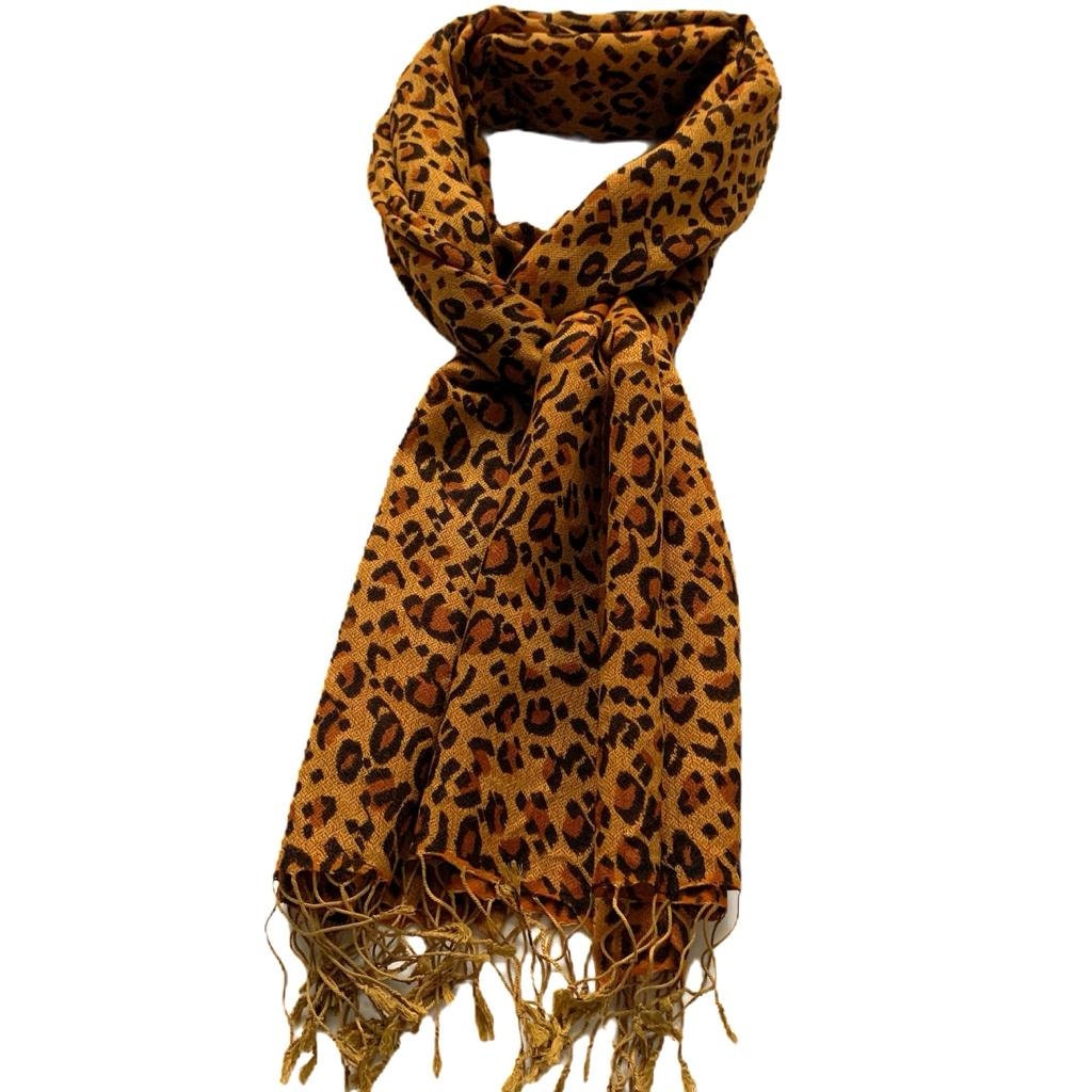 Leopard Print Silk-Wool Patterned Scarf/Shawl/Wrap/Stole