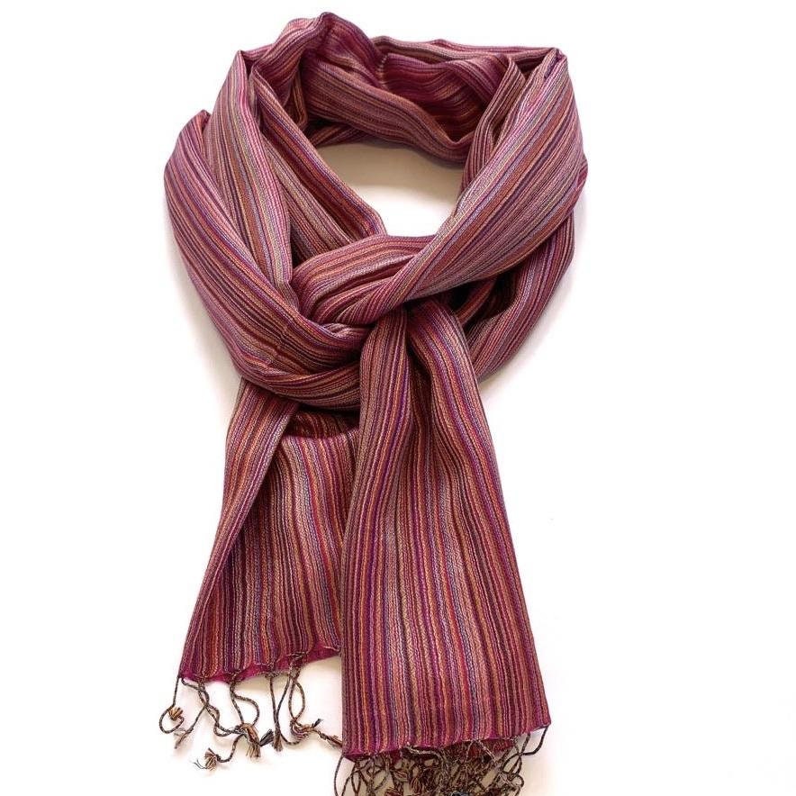 Red And cream  Striped Silk-Wool Scarf/Shawl/Stole/Evening Wrap Women’s-Men’s Neck Scarf