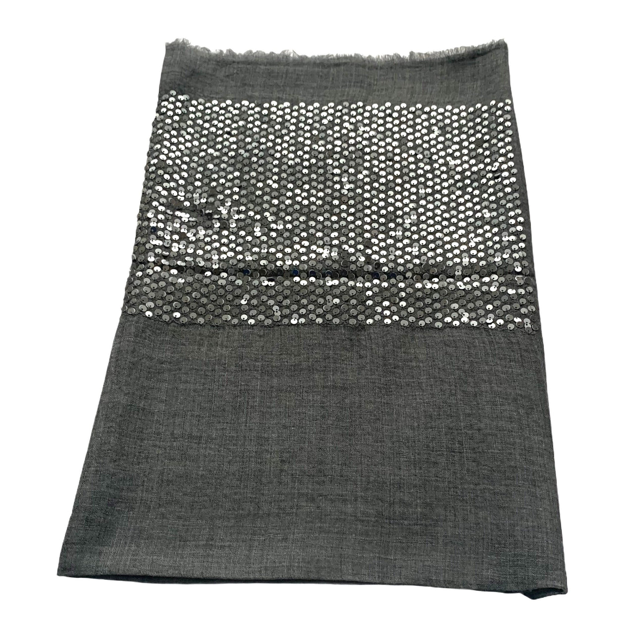 Dark Grey Beaded Silk Wool Pashmina/Scarf/Stole/Wrap