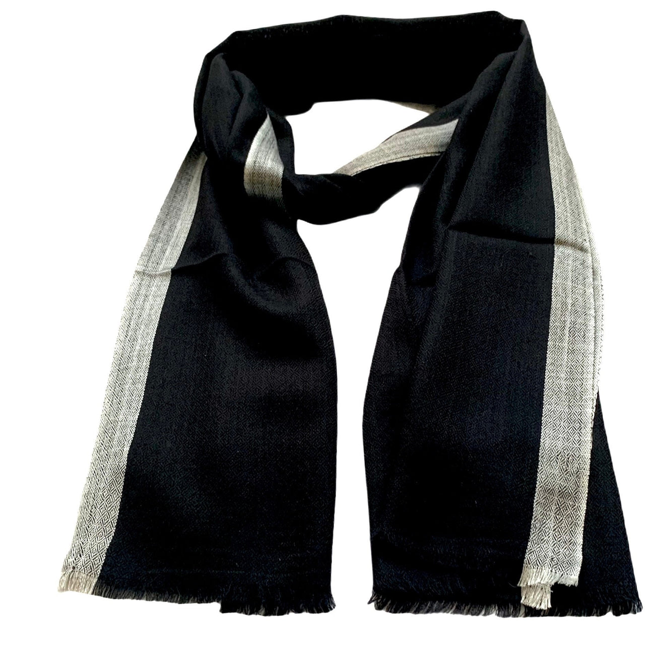 Black Grey Cashmere Scarf Minimal Wrap Stole