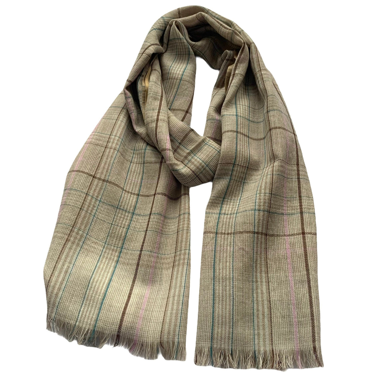 Stunning Reversible Unisex Scarf Shawl Checkered Beige Multicoloured Wrap Stole