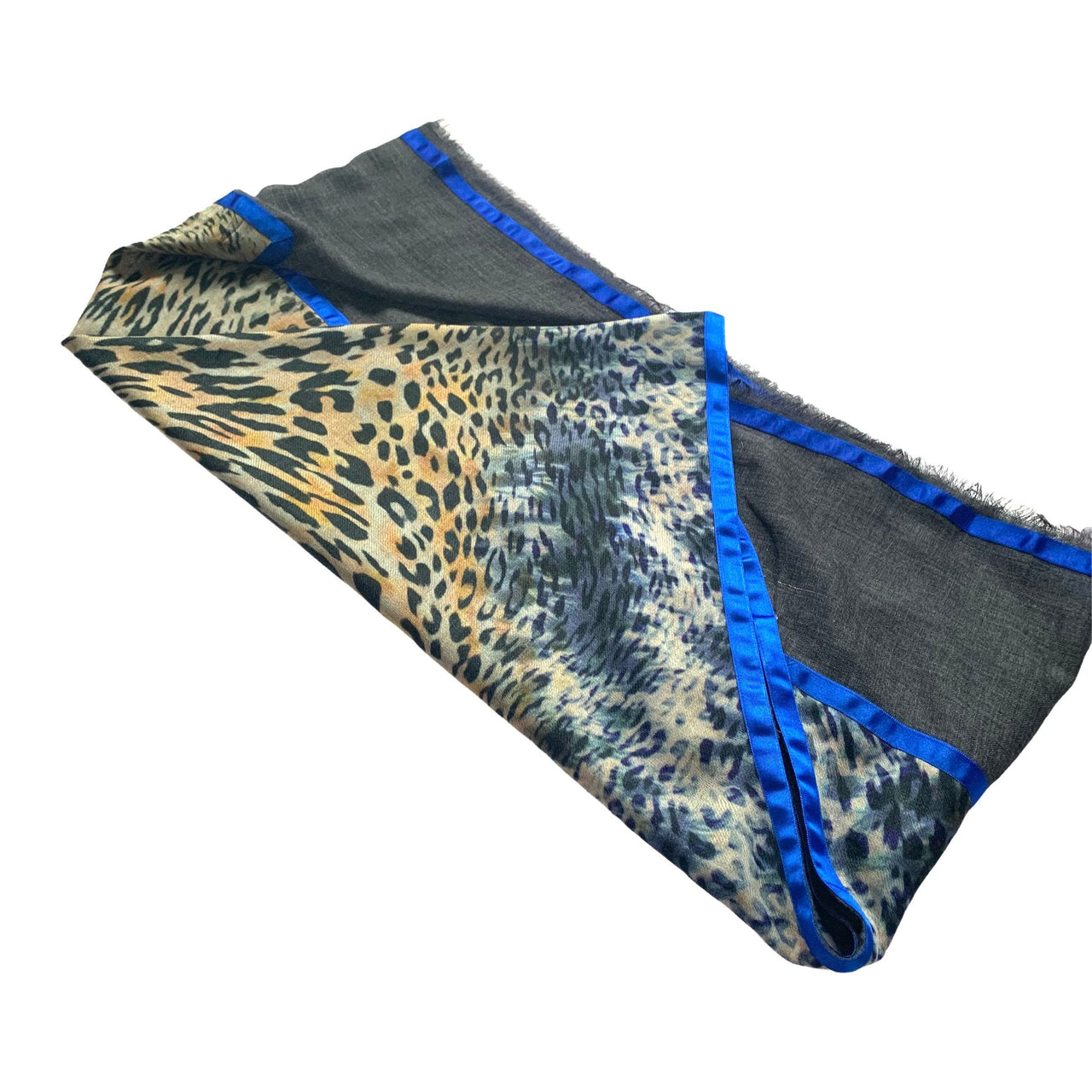 Stunning Silk Wool Scarf Hijab Neck Scarf Wrap Leopard Print Triangular 72 Length and 52 Width Each Side Inches