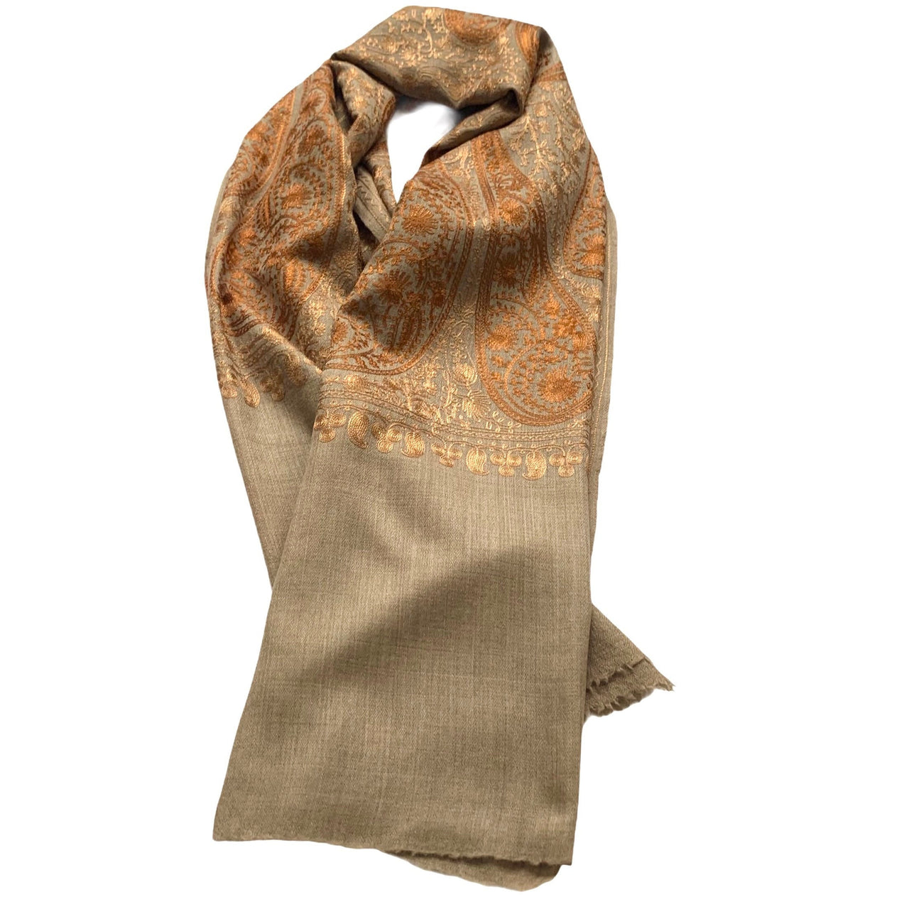 Stone Beige Cashmere Silk Embroidered Scarf//Shawl/Stole /Women’s wrap/