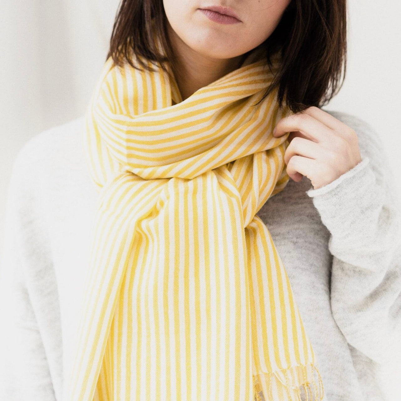 White Yellow Wool Scarf Enchanting Striped Silk Shawl Wrap Stole Unsex Men’s women’s Neck Scarf