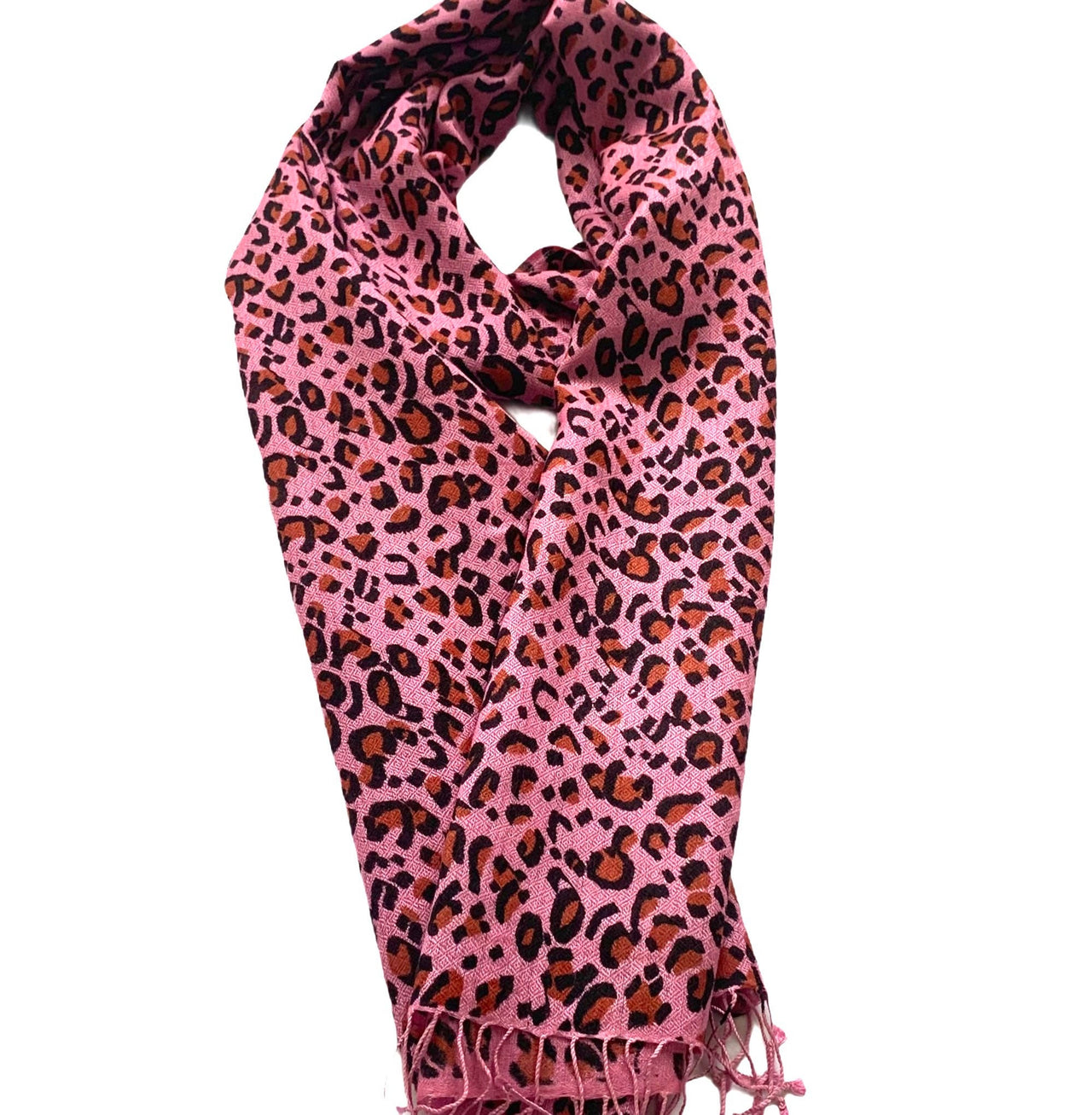Stunning Reversible Pink Leopard Print Silk Wool Patterned Scarf/Shawl/Wrap/Stole