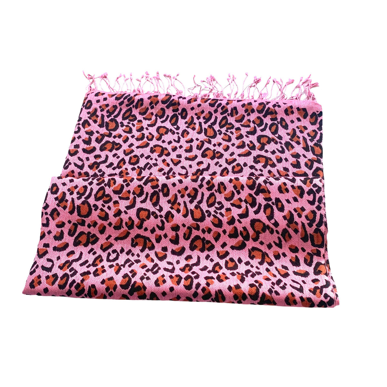 Stunning Reversible Pink Leopard Print Silk Wool Patterned Scarf/Shawl/Wrap/Stole