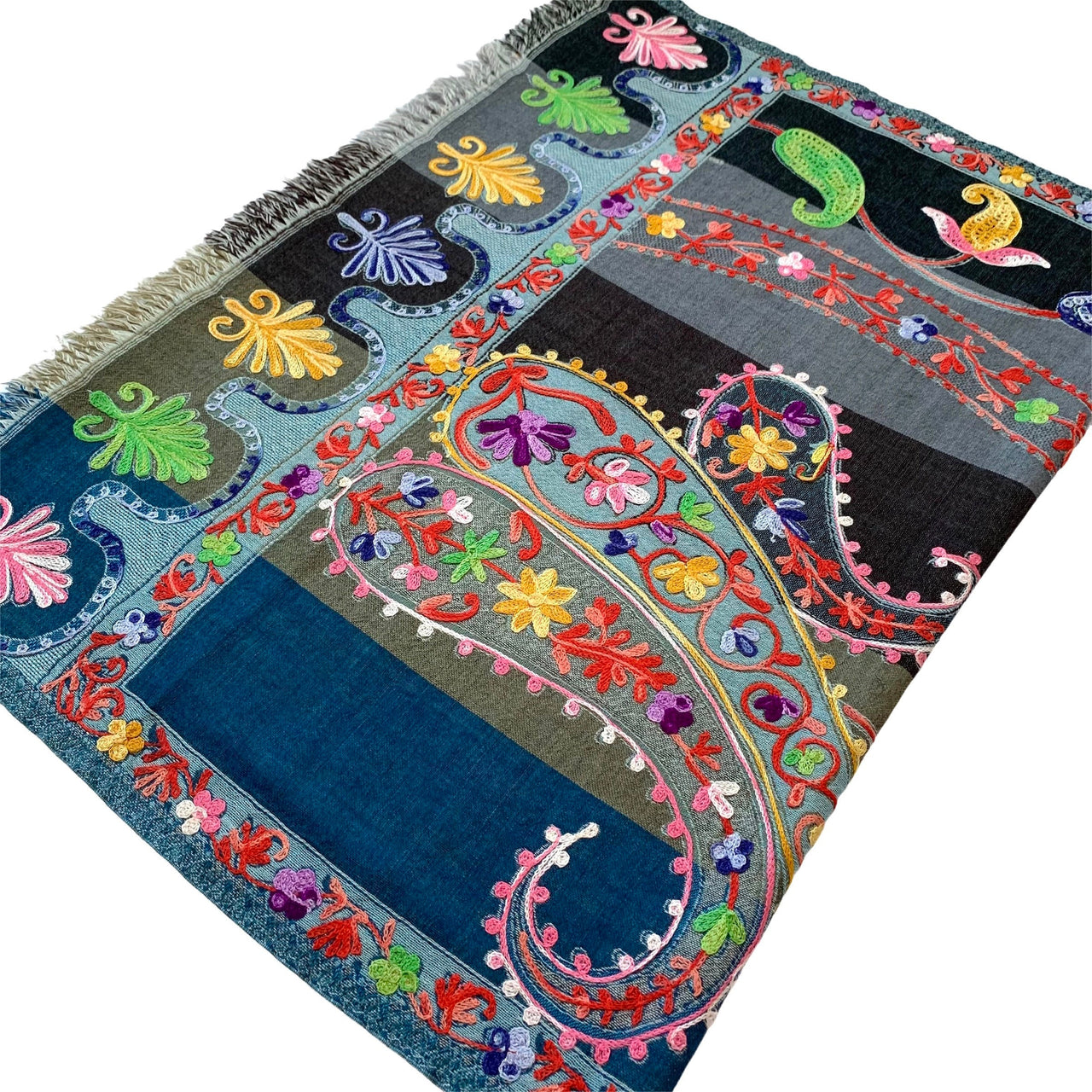 Gorgeous Floral Multicolour  Embroidered paisley Pashmina/Shawl/Scarf/Stole/Wrap