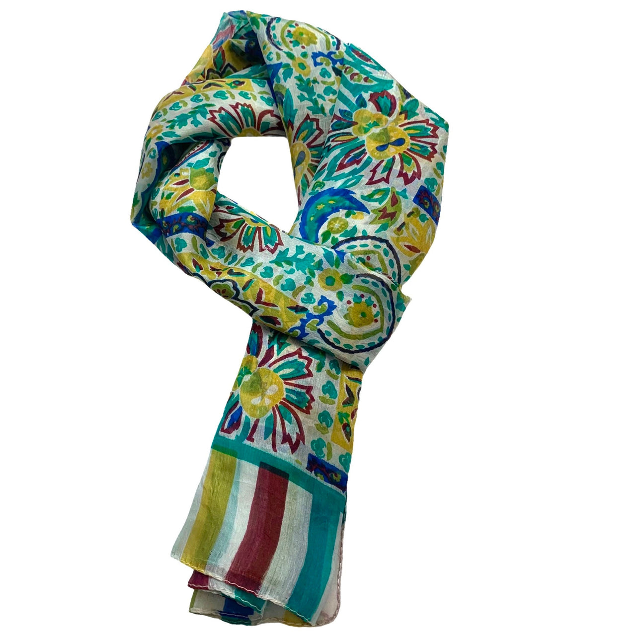Silk Scarf With Beautiful  Gypsy Floral Pattern Neck Scarf Wrap Light weight Silk scarf