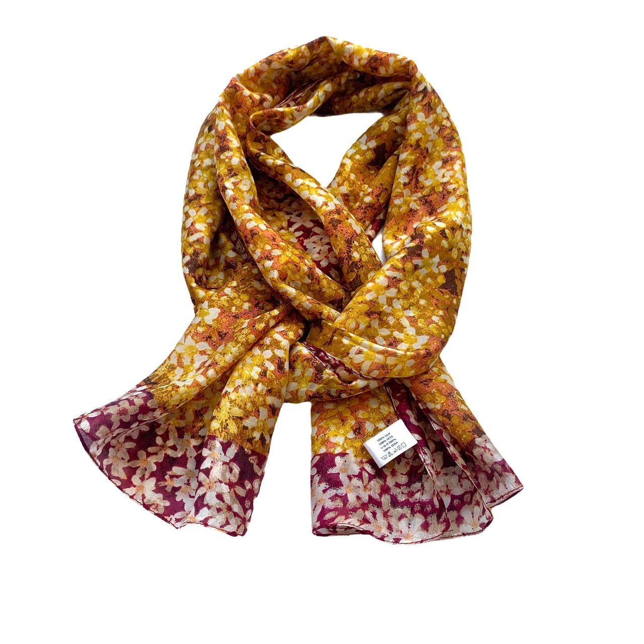 Colourful Floral Silk Scarf Neck Scarf Wrap Light weight Silk scarf