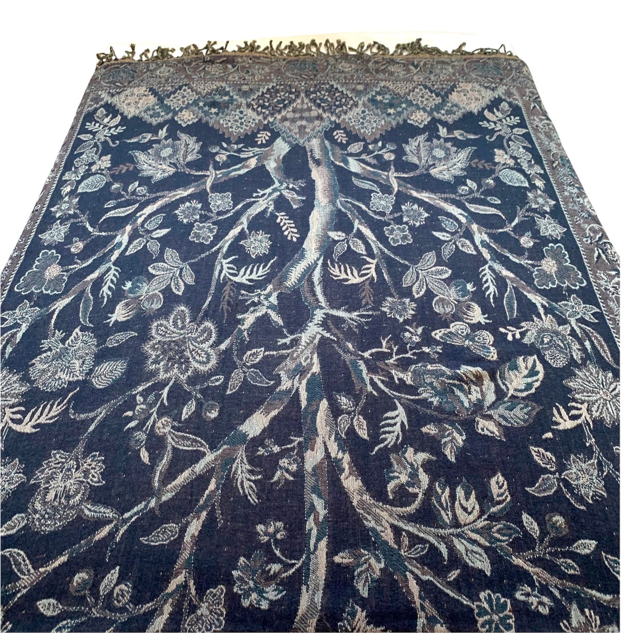 Gorgeous Reversible Tree of life  Oversized Wool Shawl Wrap Blanket Throw
