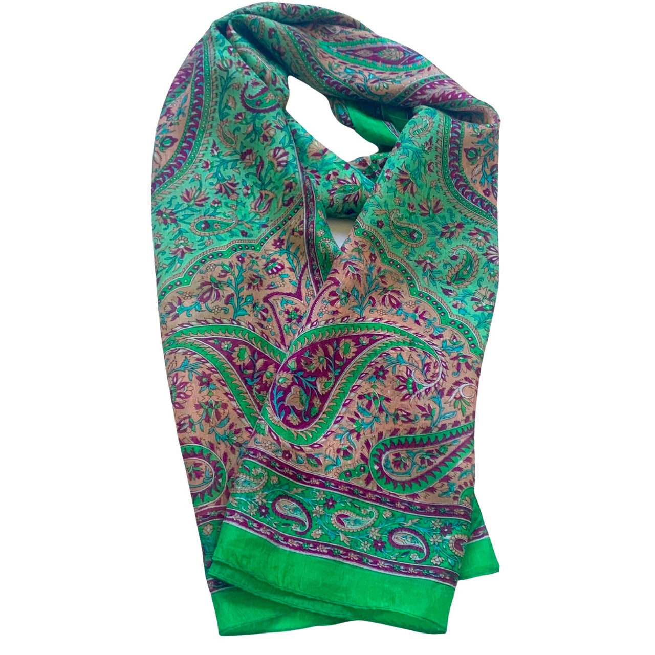 Paisley Print  Silk Green Reversible Scarf Stole Neck Scarf
