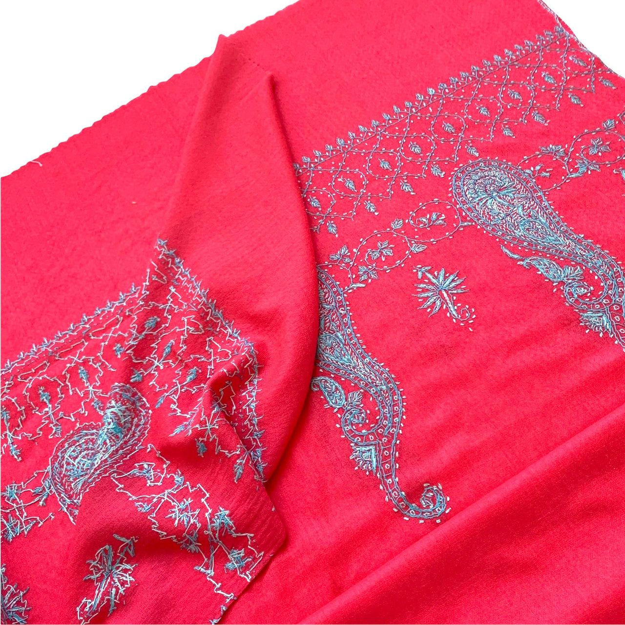 Cashmere Pink  Blue Pashmina Hand embroidered Scarf shawl wrap Stole