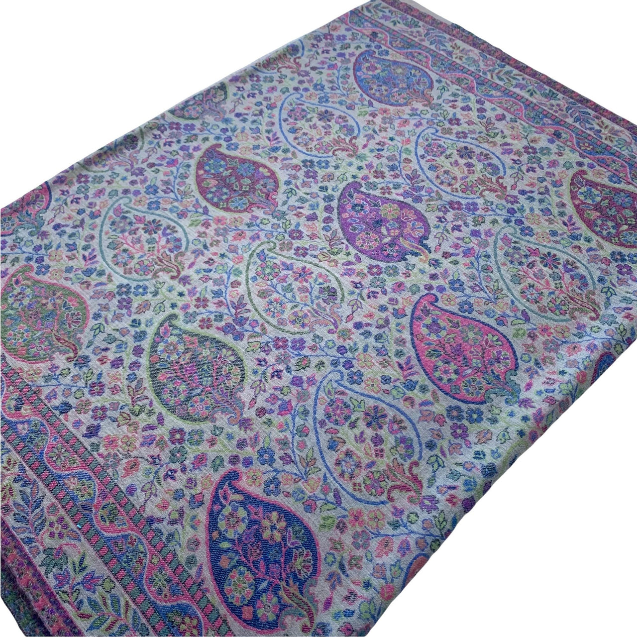 Elegant Kani jamawar Shawl Multicoloured Cashmere Scarf Wrap Stole 28x76” Inches