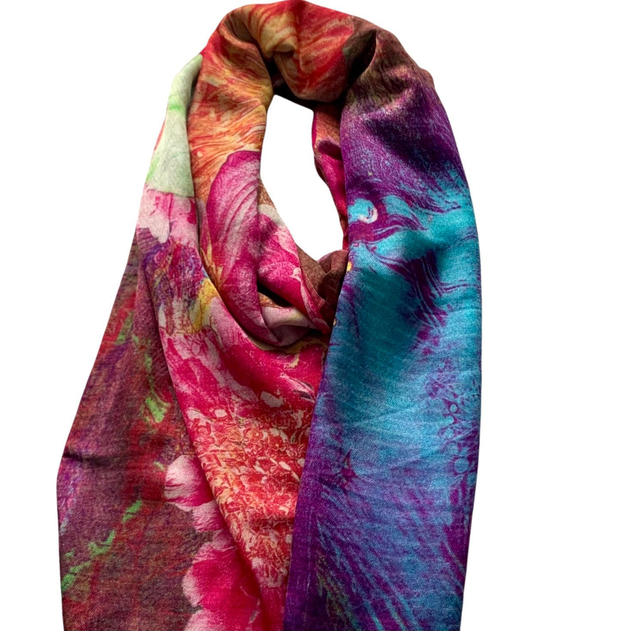 Stunning Floral Silk Wool Scarf Shawl Stole Pashmina women’s Wrap Neck scarf