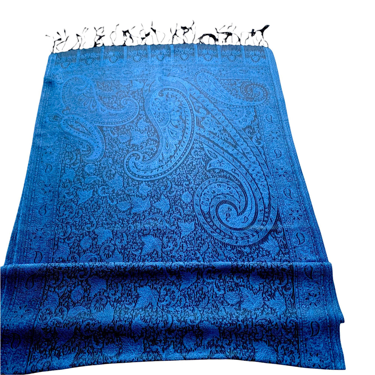 Dark Blue Paisley Silk Scarf Wrap Stole
