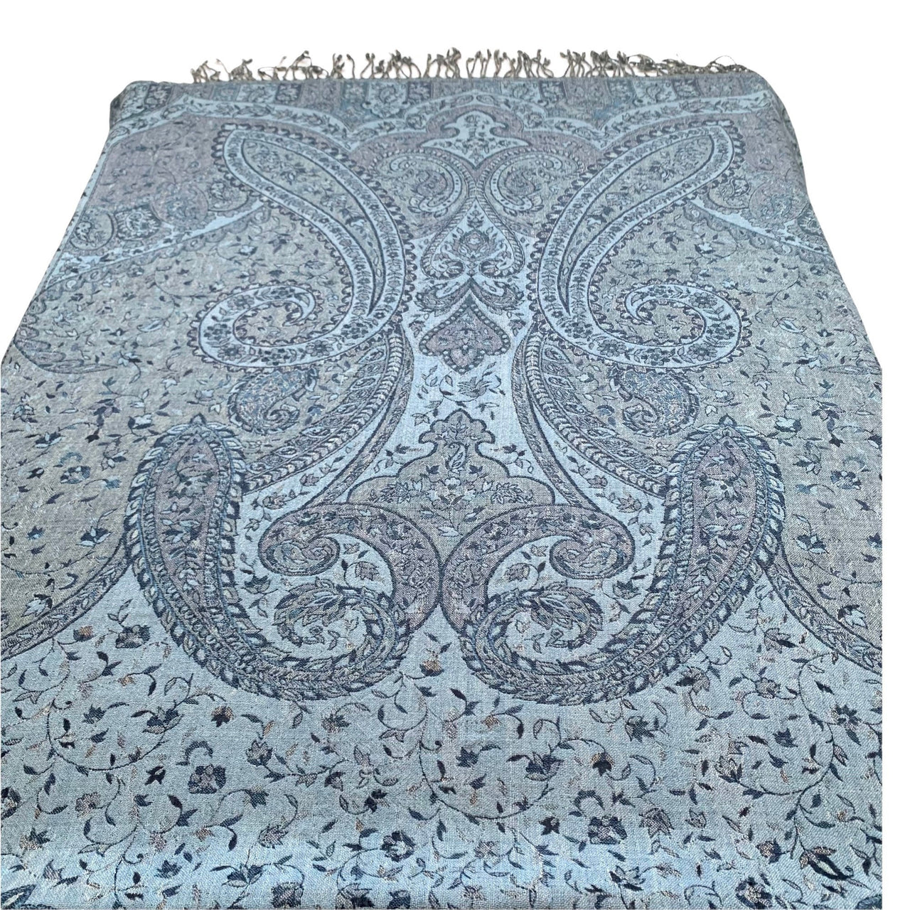 Gorgeous Blue Reversible Wool Pashmina Kani Paisley  Shawl Stole Wrap Scarf