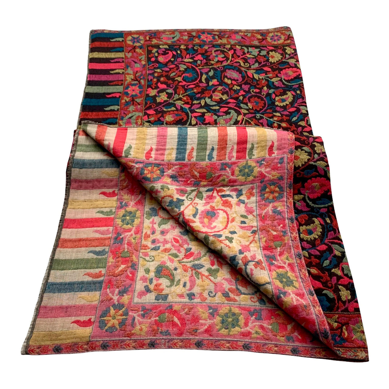 Gorgeous Reversible Kani woven wool Shawl wrap throw blanket