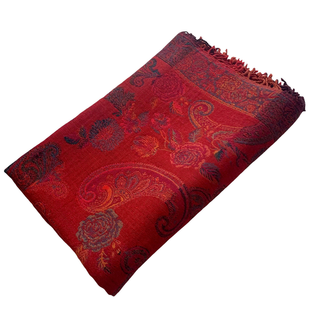 Gorgeous Red  Black  Multicoloured Reversible Boiled Wool Reversible Blanket Throw Wrap