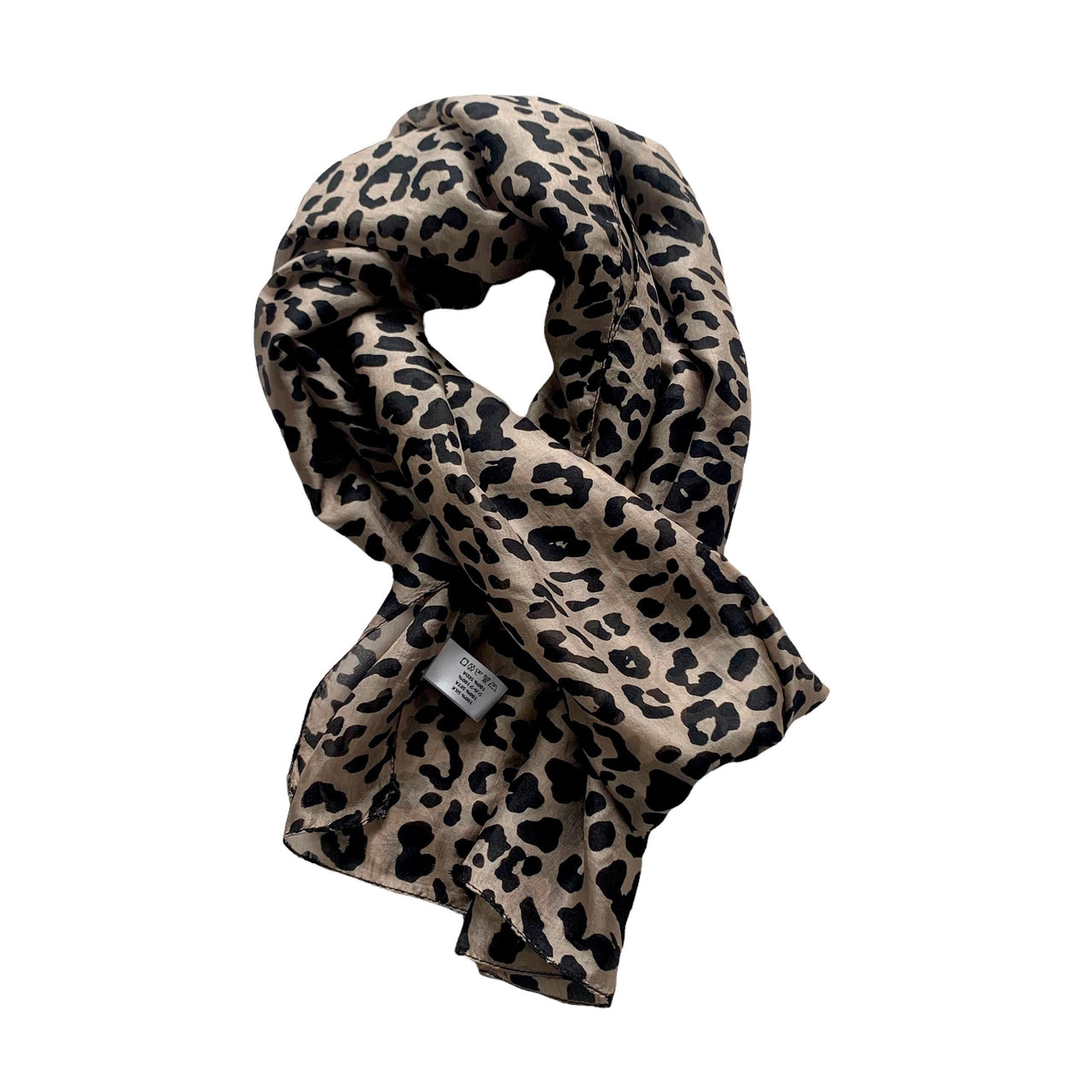 Silk Black Leopard Print Silk Scarf Stole Neck Scarf