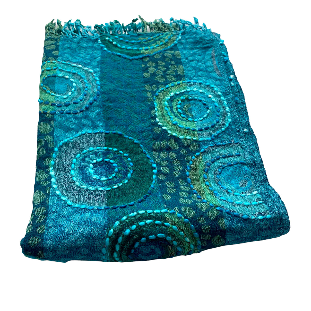 Boil wool Scarf Wool Shawl Hand Embroidered Wrap Purple Blue Multicoloured Stole