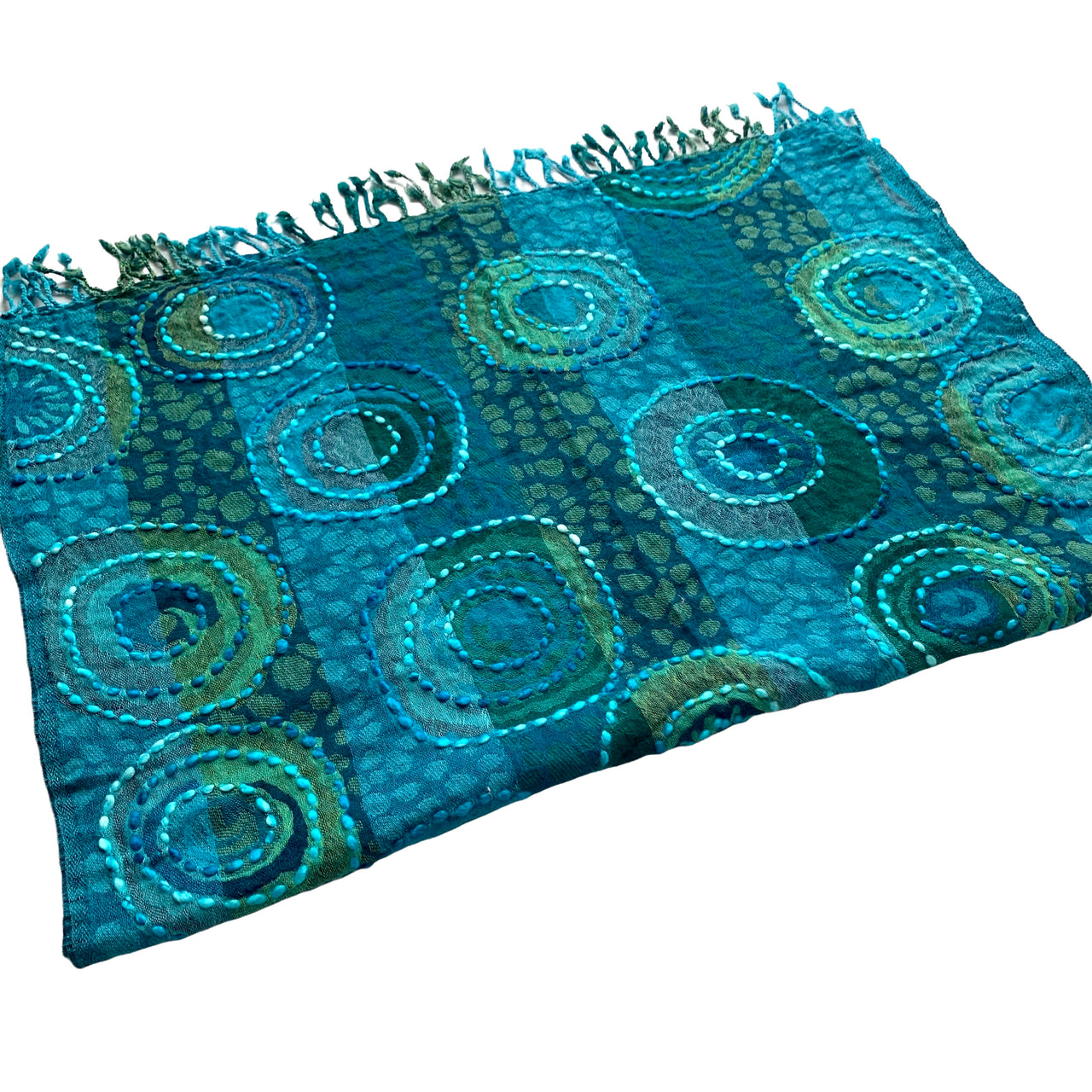 Boil wool Scarf Wool Shawl Hand Embroidered Wrap Purple Blue Multicoloured Stole